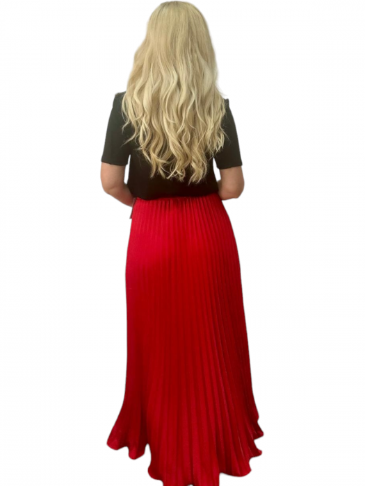 Fusta plisata midi din sifon - Sarah - rosu [7]