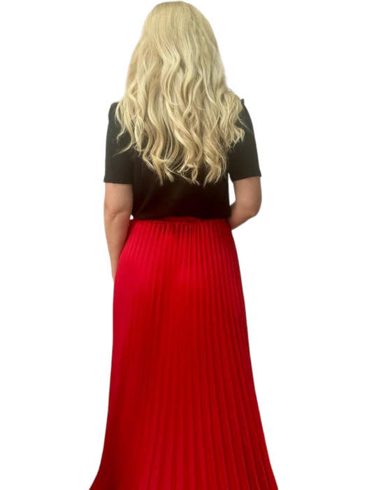 Fusta plisata midi din sifon - Sarah - rosu [6]
