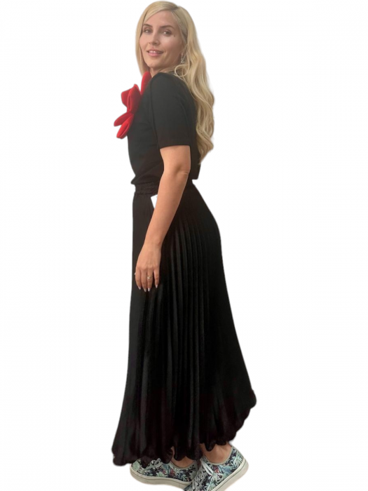 Fusta plisata midi din sifon - Sarah - negru [6]