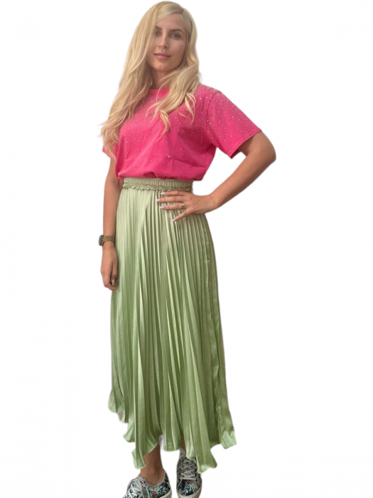Fusta plisata midi din sifon - Sarah - olive [20]