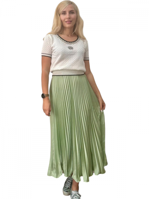 Fusta plisata midi din sifon - Sarah - olive [11]