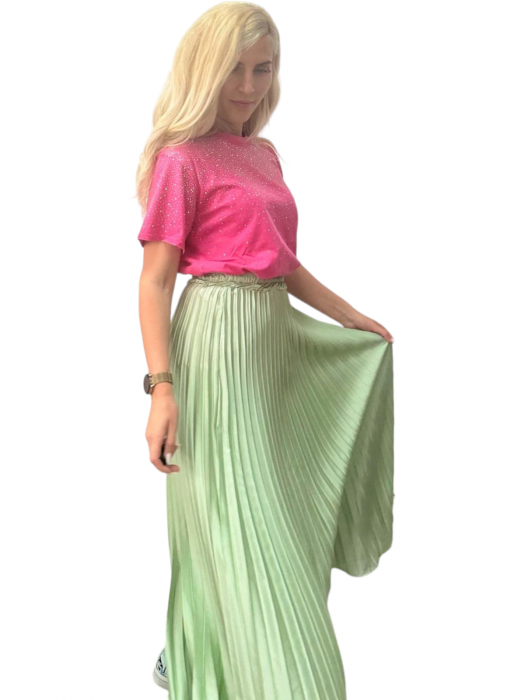 Fusta plisata midi din sifon - Sarah - olive [15]