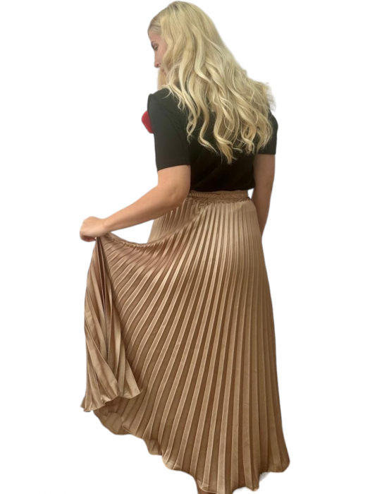 Fusta plisata midi din sifon - Sarah - nude [14]
