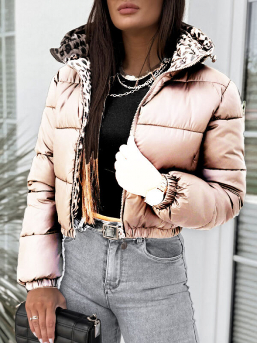 Geaca dama cu doua fete, reversibila cu imprimeu leopard, marimi S-XL [10]
