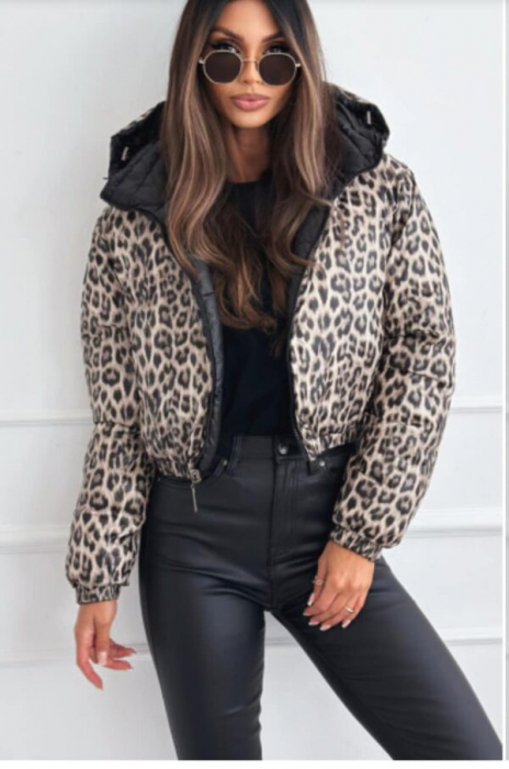 Geaca dama cu doua fete, reversibila cu imprimeu leopard, marimi S-XL [4]