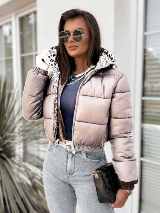 Geaca dama cu doua fete, reversibila cu imprimeu leopard, marimi S-XL [12]