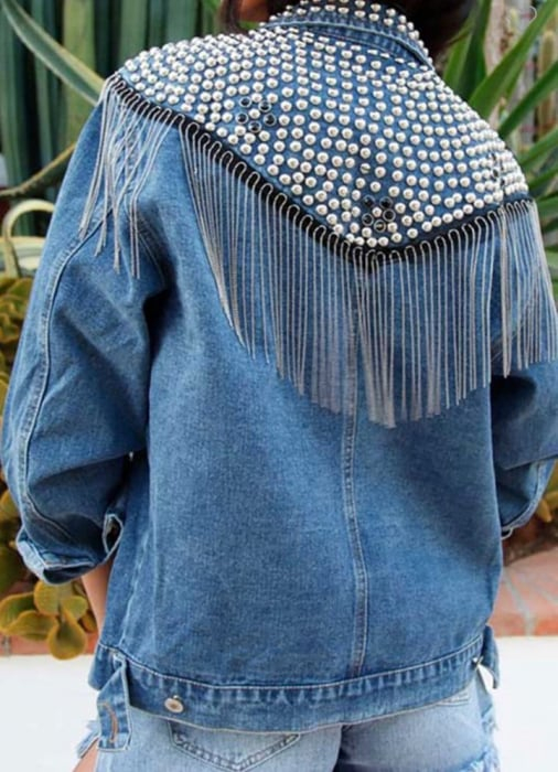 Geaca Dama Denim Boyfriend Blug cu Franjuri [2]