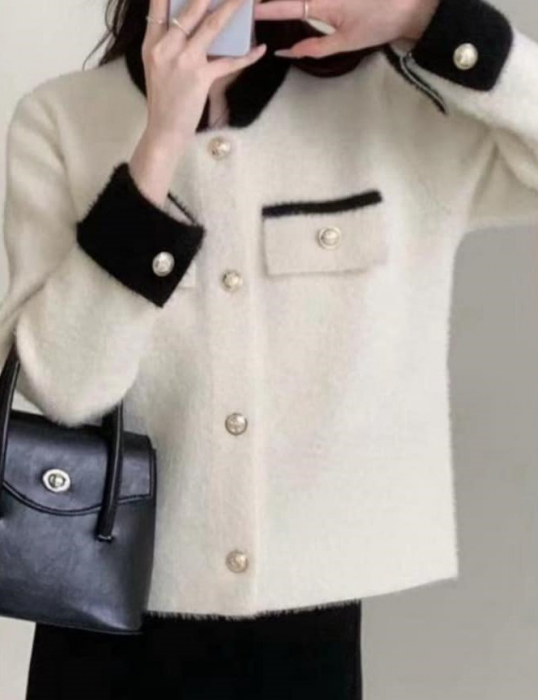 Jacheta Dama Cardigan Cashmere Blend - Nasturi Aurii [3]