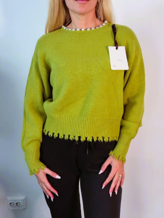 Pulover Dama Cardigan cu Decupaj pe Spate si Perle [1]