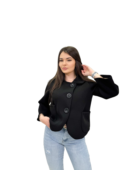 Jacheta LAMIA cu 3 nasturi negri - Mint, Pink, Bleu, Beige, White, Black - Jacheta din neopren cu maneci speciale [1]