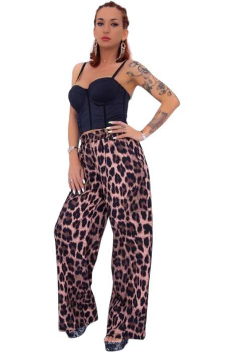 Pantaloni dama casual animal print - Azara - leopard2 [2]