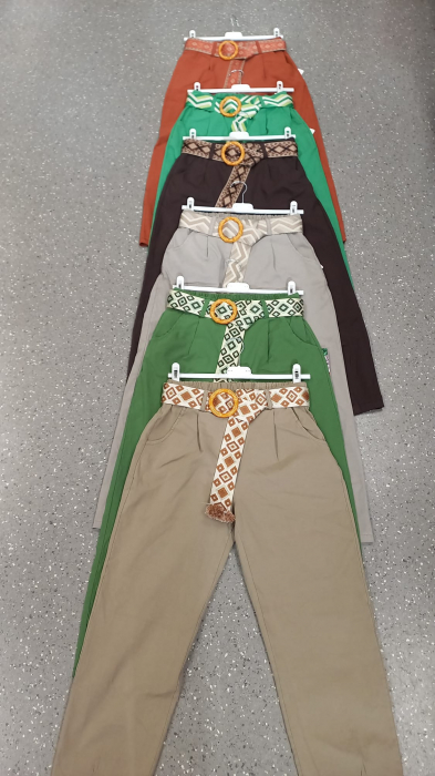 Pantaloni dama casual cu curea etnica si talie elastica [7]