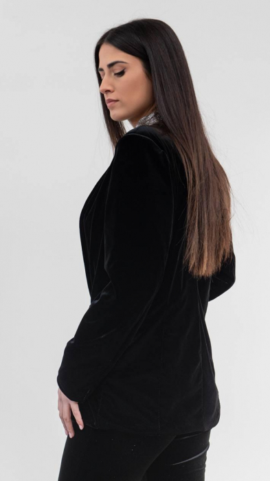 Compleu Dama Catifea 2 Piese Sacou si Pantaloni cu Strasuri [4]