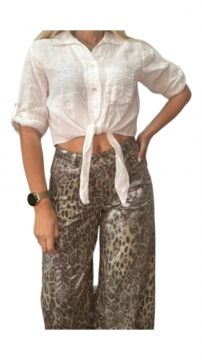 Pantaloni dama denim evazati animal print - Azara [5]