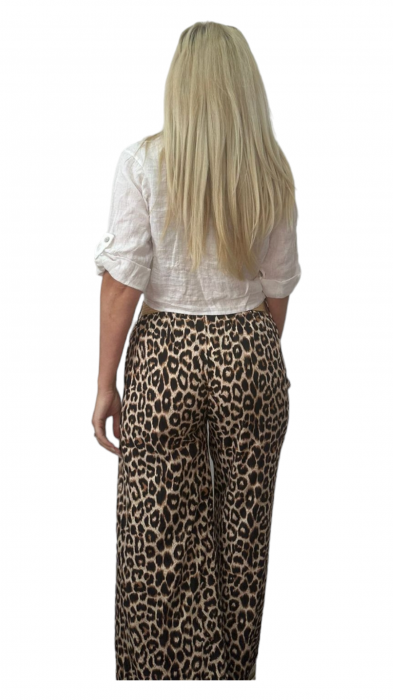 Pantaloni dama cu curea casual animal print - Azara - leo2 [2]