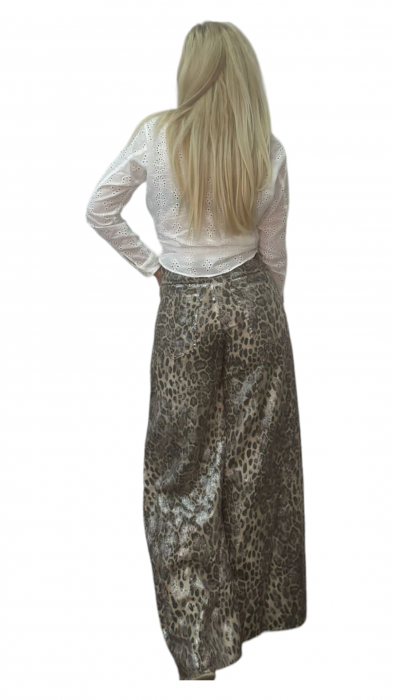 Pantaloni dama denim evazati animal print - Azara [3]