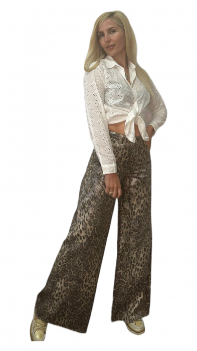 Pantaloni dama denim evazati animal print - Azara [9]