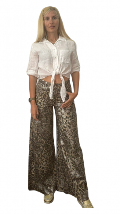 Pantaloni dama denim evazati animal print - Azara [10]