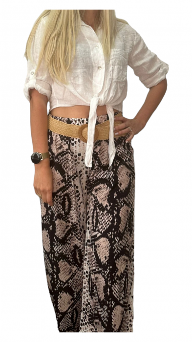 Pantaloni dama cu curea casual animal print - Azara - sarpe [2]