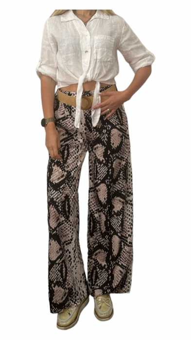 Pantaloni dama cu curea casual animal print - Azara - sarpe [1]