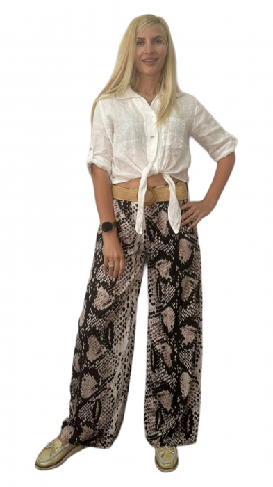 Pantaloni dama cu curea casual animal print - Azara - sarpe [5]