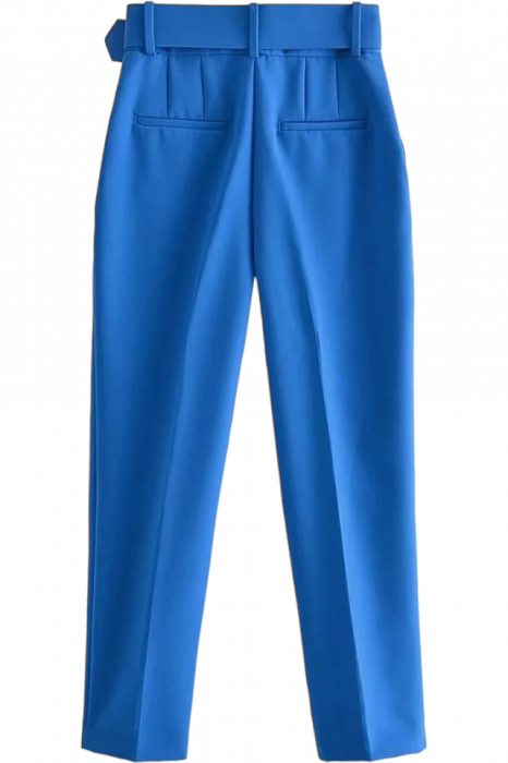 Pantaloni dama cu dunga si curea asortata - Sammy - albastru electric [3]