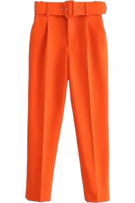 Pantaloni dama cu dunga si curea asortata - Sammy - orange [5]