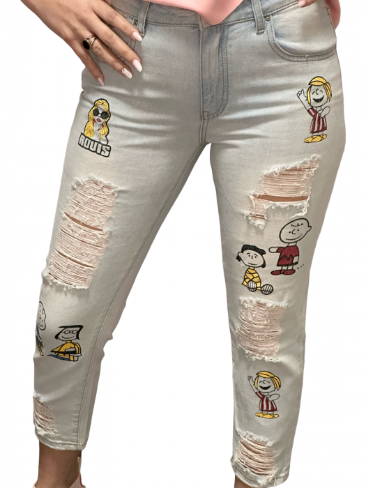 Pantaloni dama denim cu desene - BonBon [2]