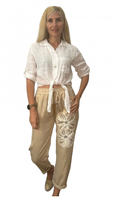 Pantaloni dama in ornament paiete - Flower [2]