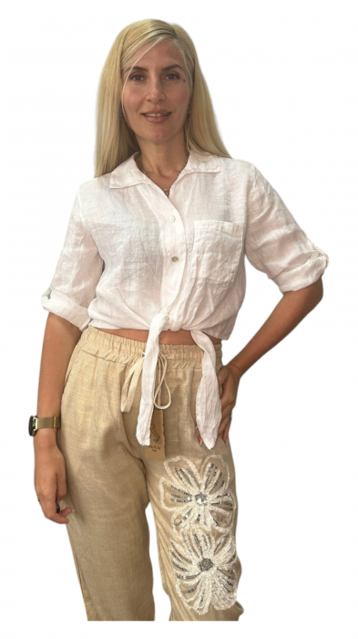 Pantaloni dama in ornament paiete - Flower [3]