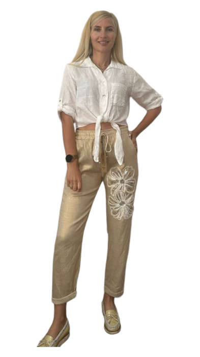 Pantaloni dama in ornament paiete - Flower [5]