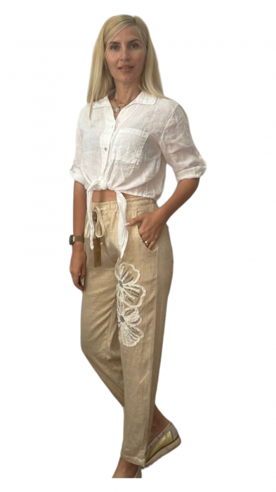 Pantaloni dama in ornament paiete - Flower [6]