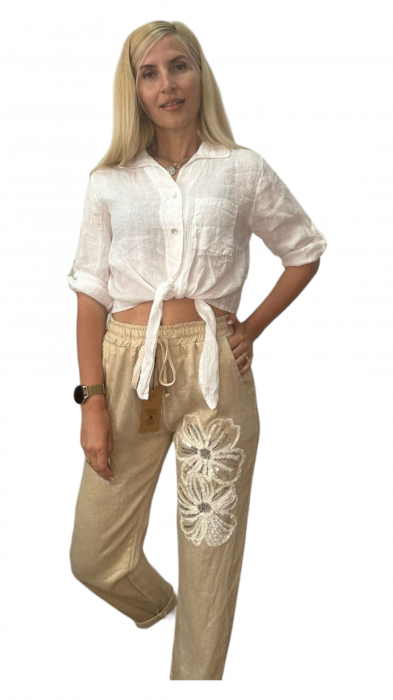 Pantaloni dama in ornament paiete - Flower [7]
