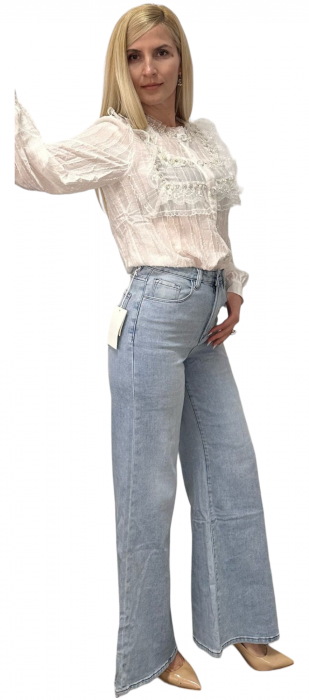 Pantaloni dama combinație denim-satin - Denim Blend [4]