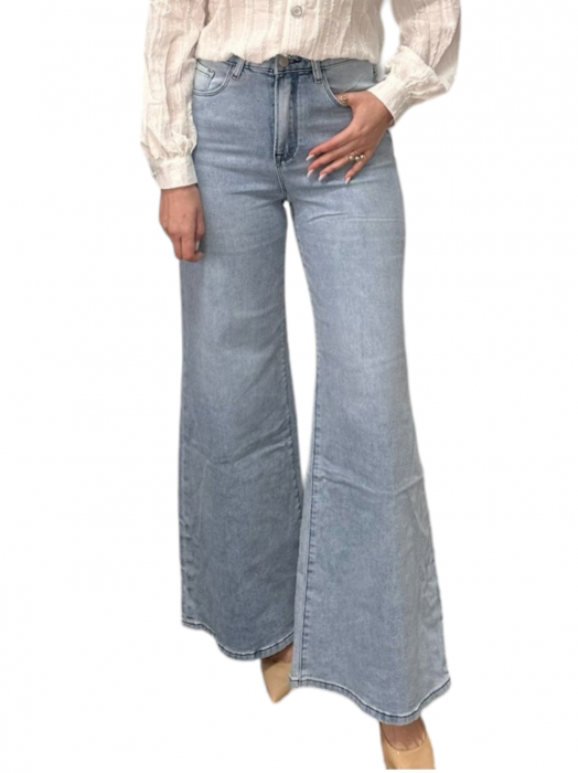 Pantaloni dama combinație denim-satin - Denim Blend [1]