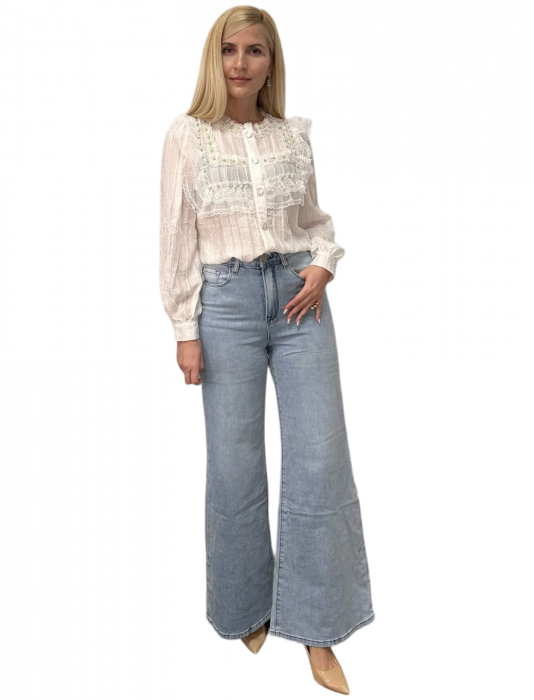 Pantaloni dama combinație denim-satin - Denim Blend [5]