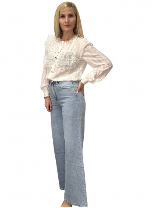 Pantaloni dama combinație denim-satin - Denim Blend [7]