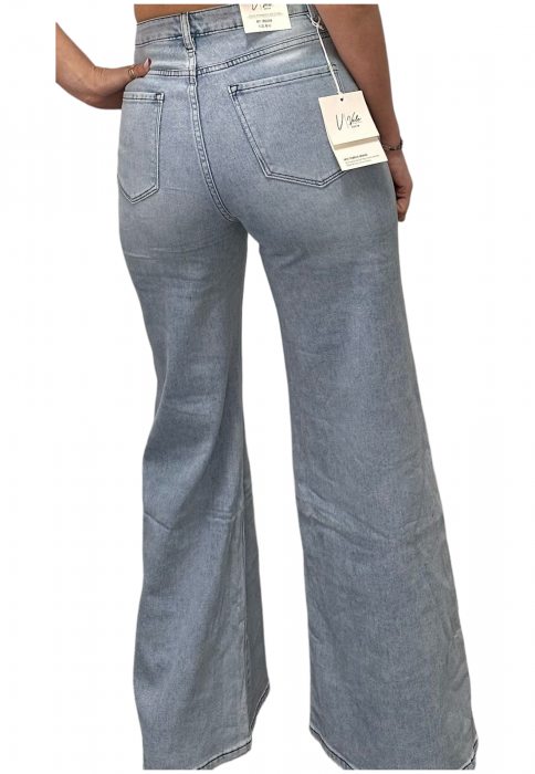 Pantaloni dama combinație denim-satin - Denim Blend [2]