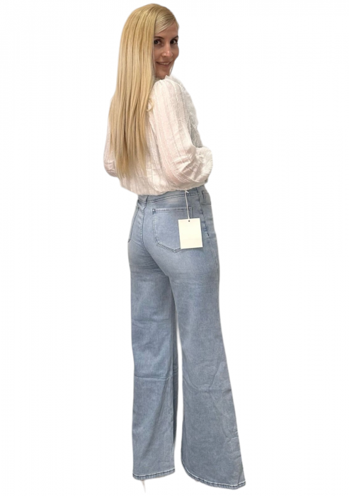 Pantaloni dama combinație denim-satin - Denim Blend [3]