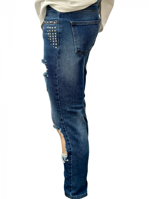 Pantaloni dama denim taieturi si capse - P120 [2]
