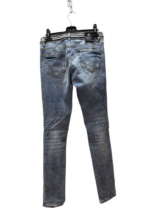 Pantaloni dama denim taieturi si ornament talie - Farfallina [5]