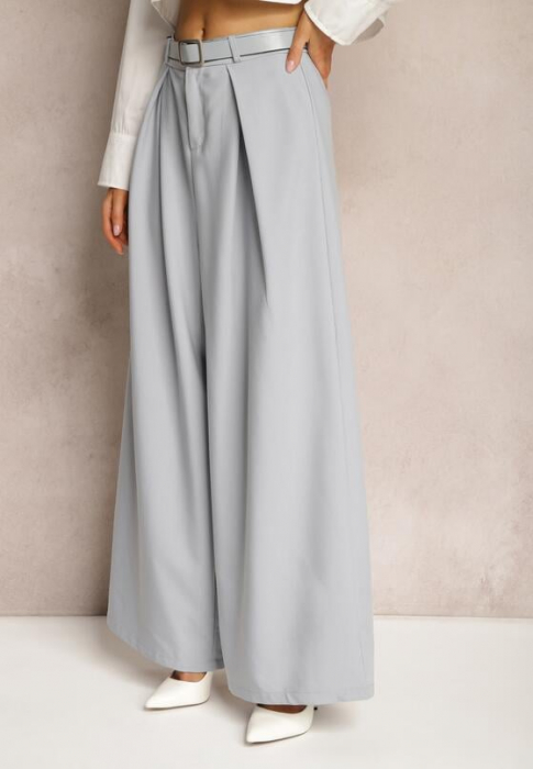 Pantaloni dama evazati si talie inalta - Naoko - bleu [4]