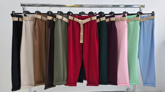 Pantaloni Dama Non-Iron cu Curea - Marime Universala S-M [8]