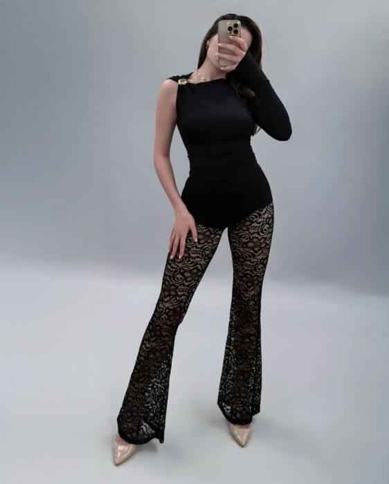 Pantaloni de dantela cu talie inalta si evazati – Stil casual si confortabil - MERT [1]