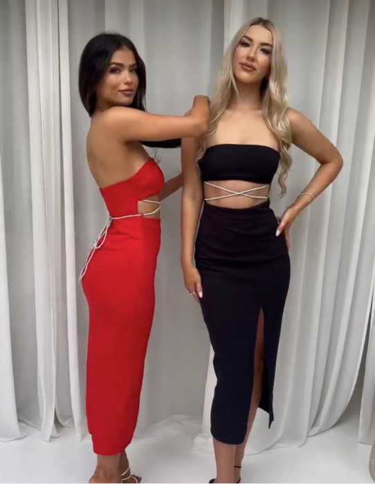 Rochie bodycon sexy cu talie decupata si slit, marime universala S-M, diverse culori [1]