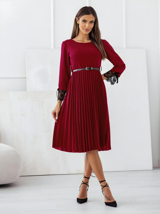 Rochie Midi Plisata cu Curelusa Inclusa [4]