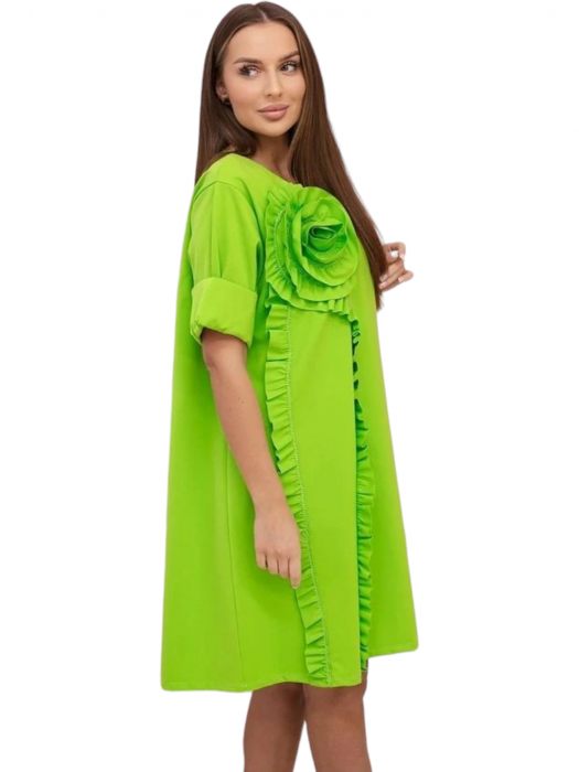 Rochie dama floare 3D decorativa - Gala - vernil [4]