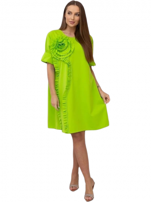 Rochie dama floare 3D decorativa - Gala - vernil [2]
