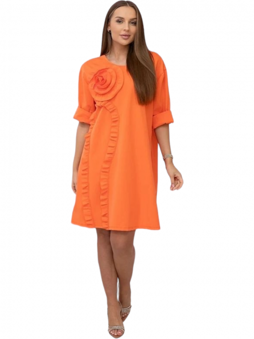 Rochie dama floare 3D decorativa - Gala - portocaliu [4]