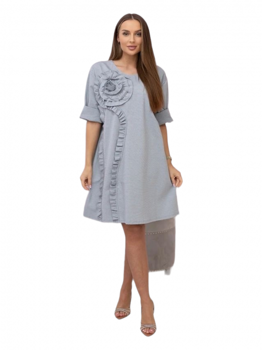 Rochie dama floare 3D decorativa - Gala - gri [3]